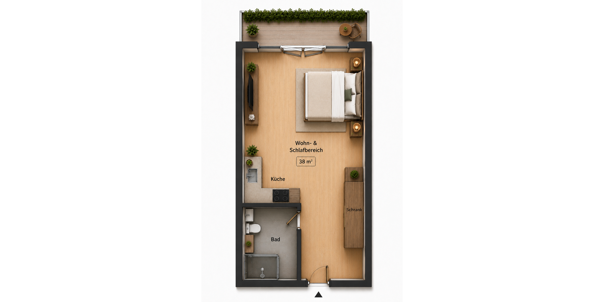 Etagenwohnung Pforzheim Oststadt - 1 Zimmer, 38 m&sup2;, 620&euro; | Angebot:26699400
