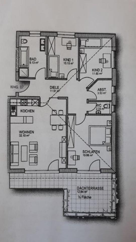 Helle Wohnung mit großem Balkon