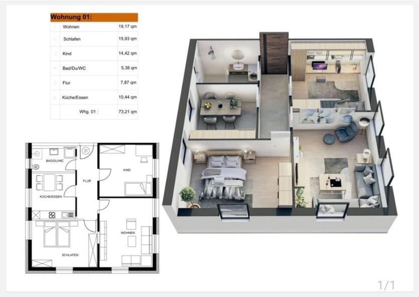 Kernsanierte 3-Zimmer-Wohnung