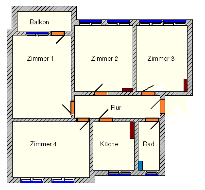 Etagenwohnung Bitterfeld Anhaltsiedlung - 4 Zimmer, 100 m&sup2;, 651&euro; | Angebot:25225775