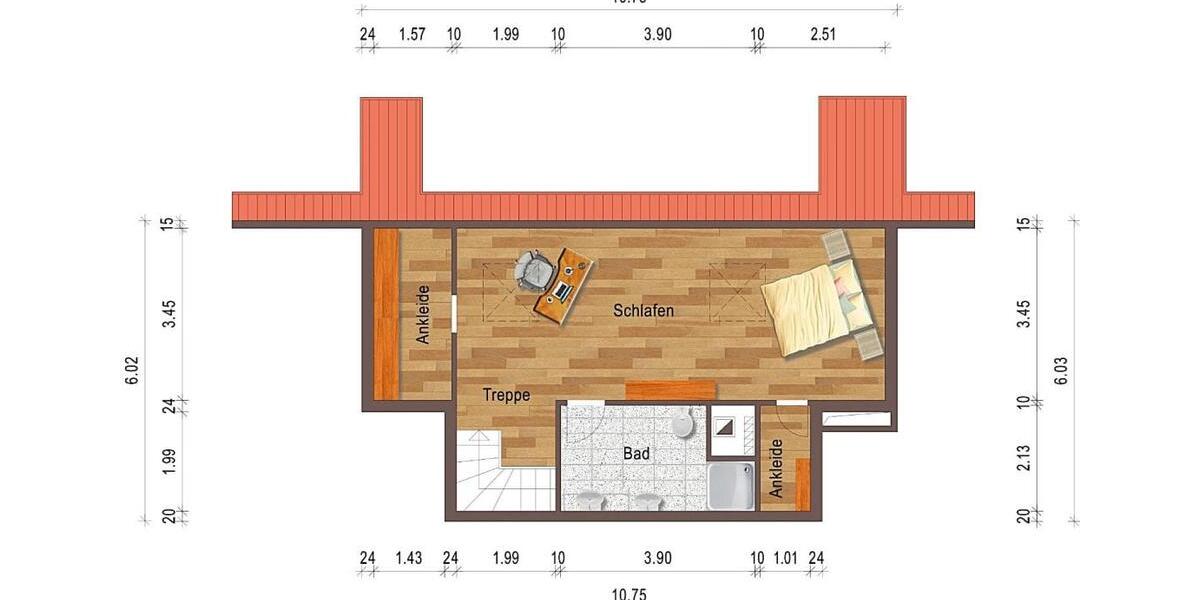 Maisonettenwohnung Wuppertal Arrenberg - 2 Zimmer, 91 m&sup2;, 850&euro; | Angebot:26697880