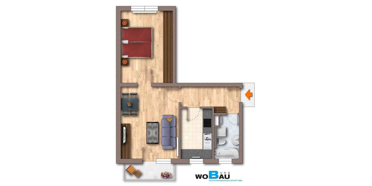 Etagenwohnung Burg - 2 Zimmer, 50 m&sup2;, 348&euro; | Angebot:26099553