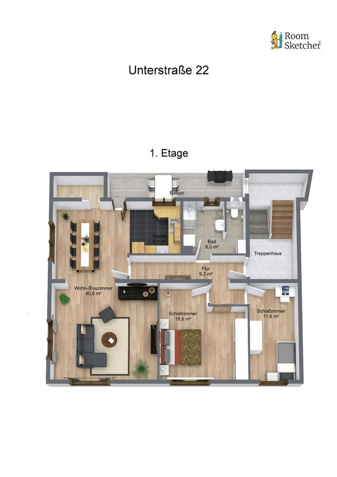 3 ZKB Mietwohnung mit EBK, Balkon und Parkplatz, Wadern Zentrum