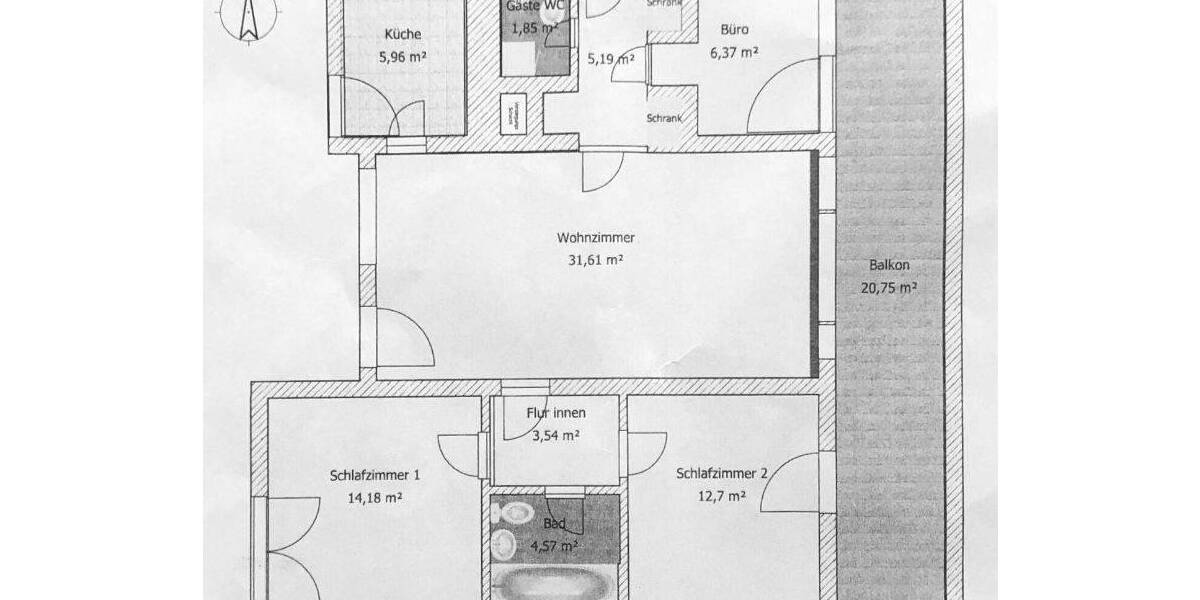 Etagenwohnung Köln Bocklemünd/Mengenich - 3 Zimmer, 96 m&sup2;, 1.445&euro; | Angebot:26036906
