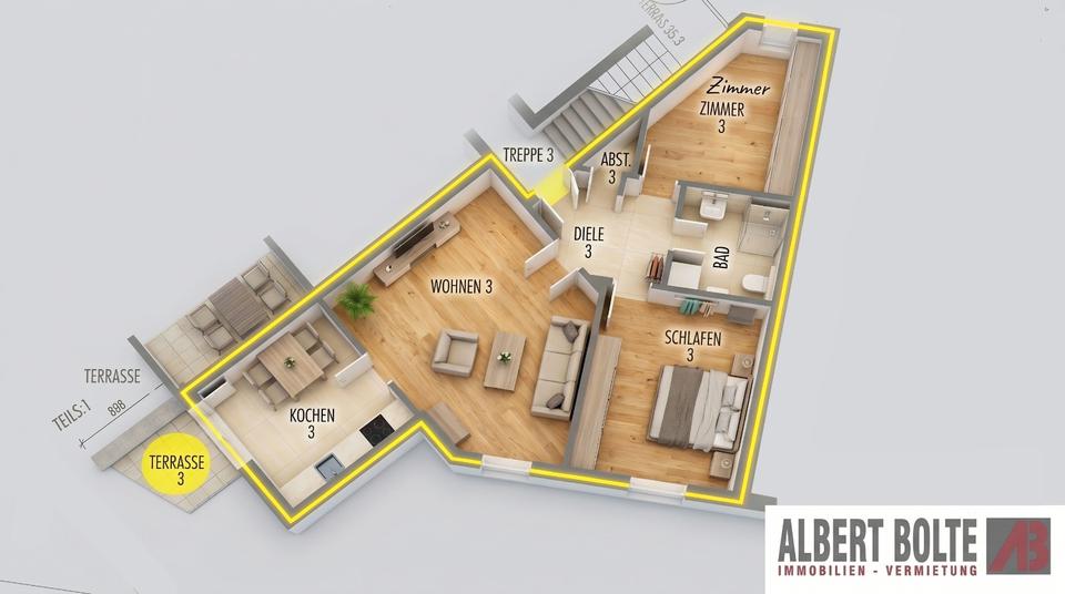 Erdgeschoßwohnung Leer (Ostfriesland) - 3 Zimmer, 75 m&sup2;, 725&euro; | Angebot:26648732