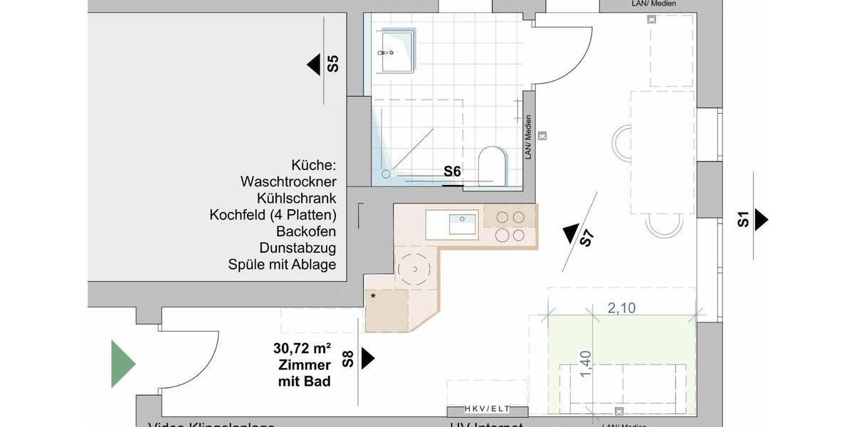 Etagenwohnung Arberg - 1 Zimmer, 31 m&sup2;, 750&euro; | Angebot:25281072