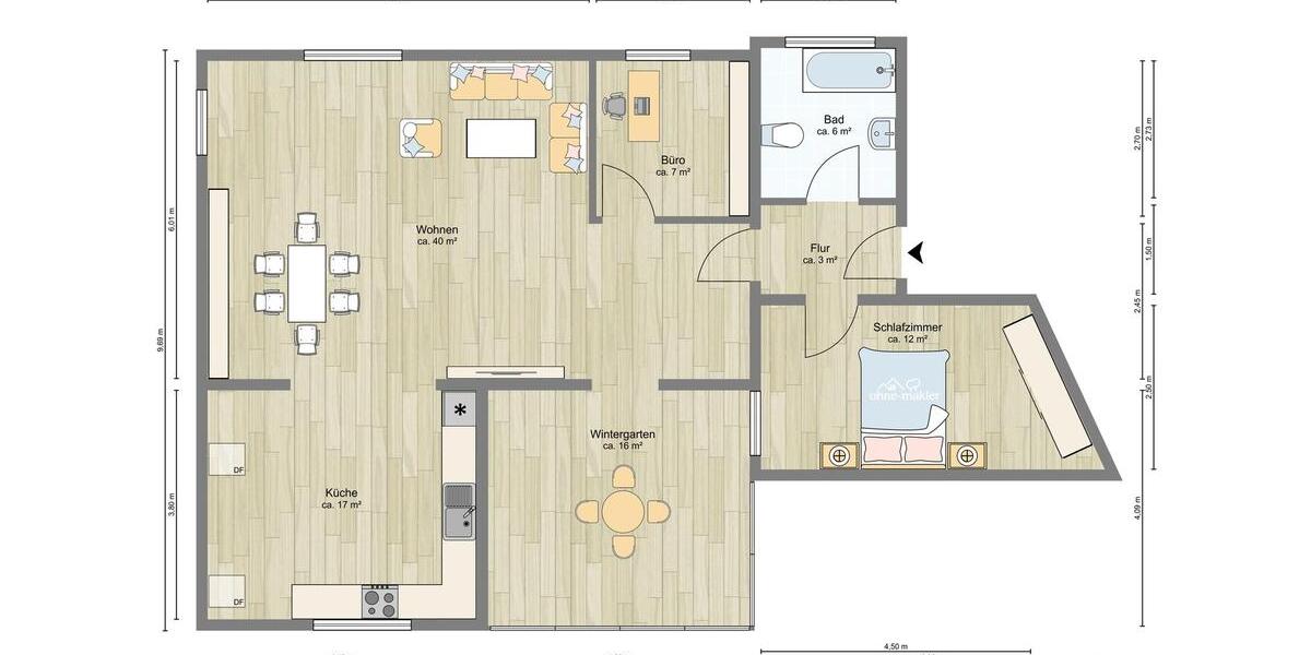 Terrassenwohnung Ascheberg (Holstein) - 2.5 Zimmer, 97 m&sup2;, 980&euro; | Angebot:26658635