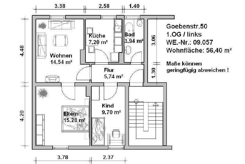 Etagenwohnung Minden Innenstadt - 3 Zimmer, 56 m&sup2;, 699&euro; | Angebot:25995831