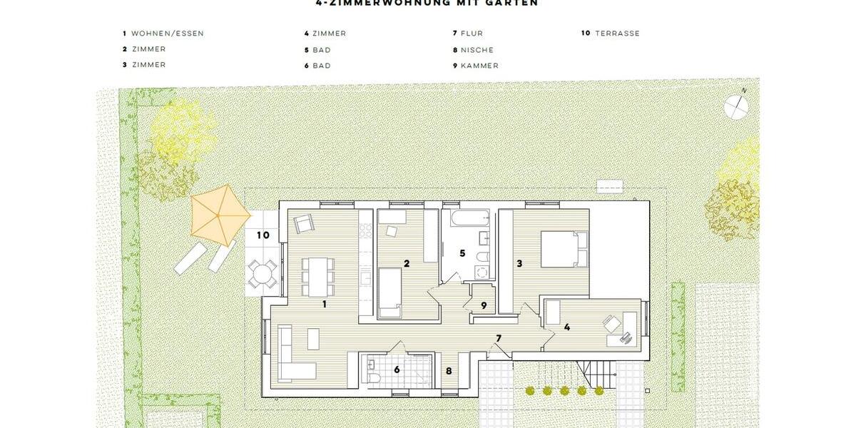 Erdgeschoßwohnung Bernau bei Berlin - 4 Zimmer, 98 m&sup2;, 1.737&euro; | Angebot:25234265