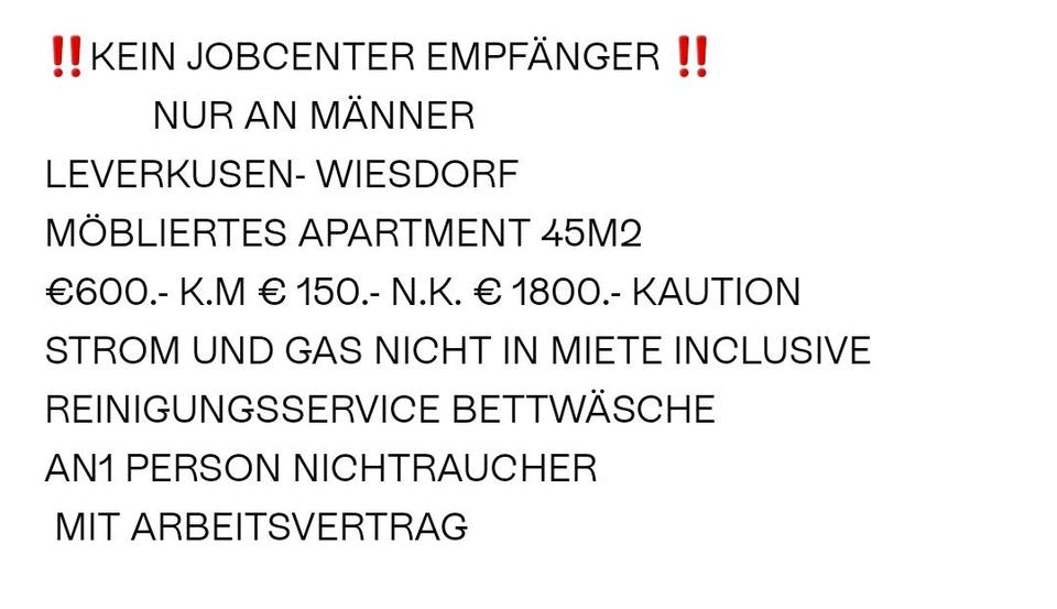Möbliertes Apartment 45m2 € 750.- 1PERSON NICHTRAUCHER 1 zimmer