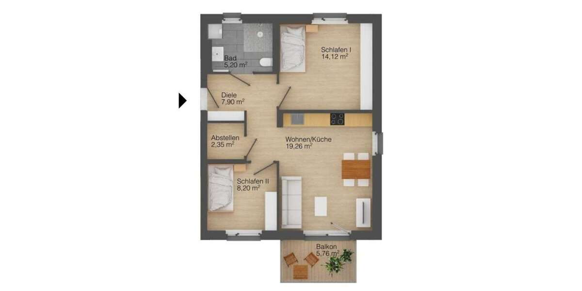 Etagenwohnung Ahrensfelde Lindenberg - 3 Zimmer, 60 m&sup2;, 1.138&euro; | Angebot:26155486