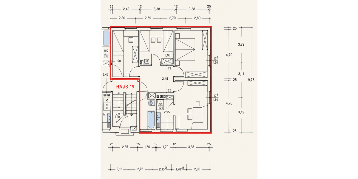 Etagenwohnung Marburg Waldtal - 4 Zimmer, 70 m&sup2;, 830&euro; | Angebot:27125893