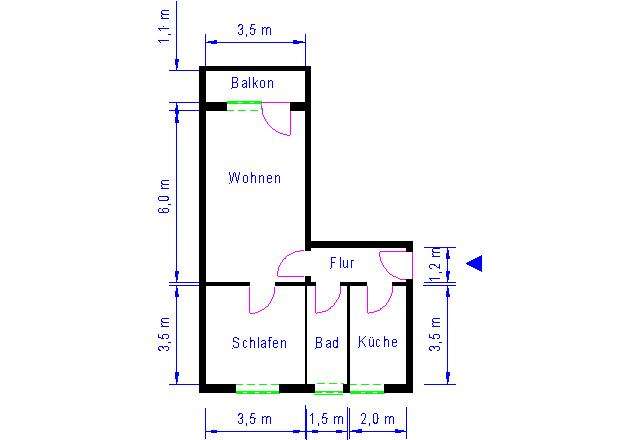 Etagenwohnung Magdeburg Neue Neustadt - 2 Zimmer, 51 m&sup2;, 307&euro; | Angebot:27064013