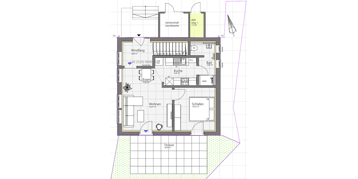 Terrassenwohnung Künzelsau - 2 Zimmer, 38 m&sup2;, 550&euro; | Angebot:25927994