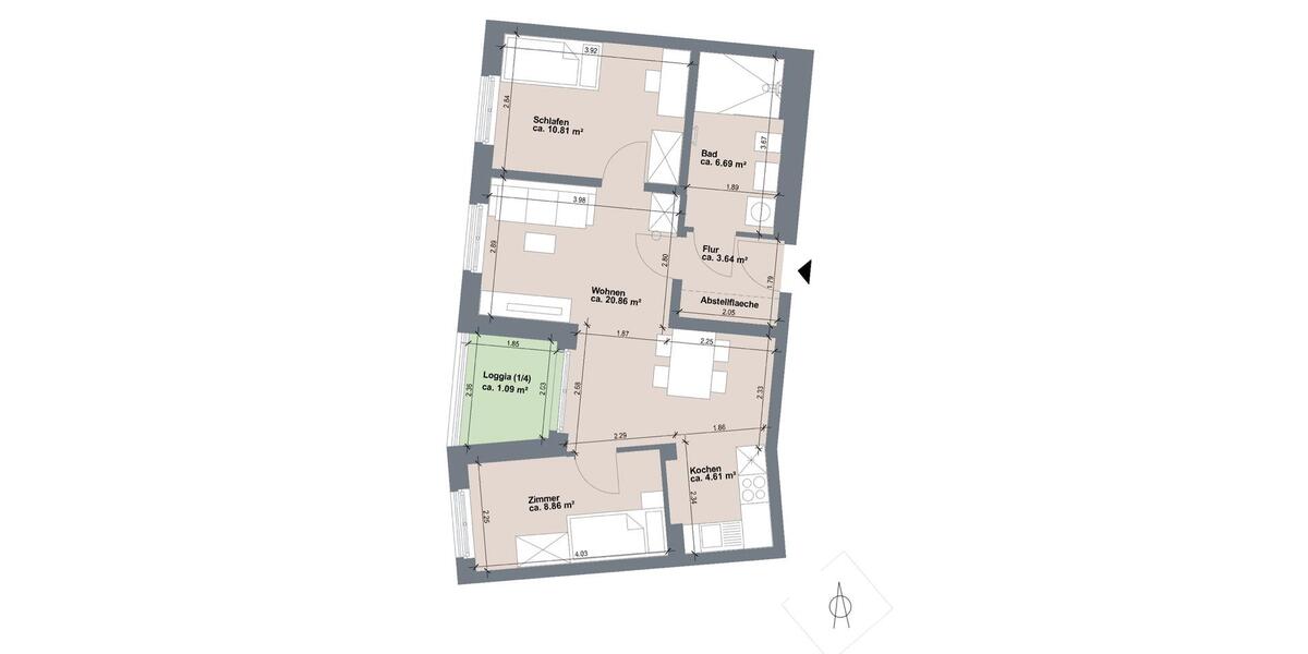 Wohnen auf Zeit Greifswald - 3 Zimmer, 57 m&sup2;, 1.236&euro; | Angebot:26479091