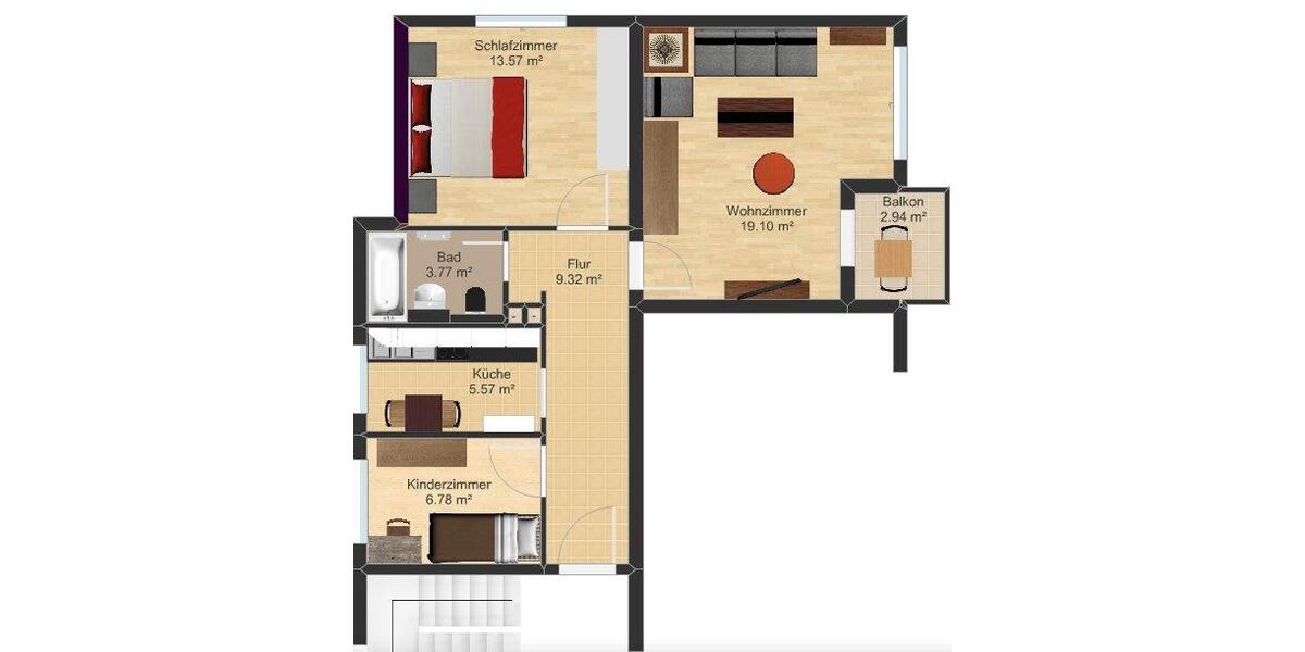 Etagenwohnung Wolfsburg Detmerode - 3 Zimmer, 62 m&sup2;, 700&euro; | Angebot:26677761
