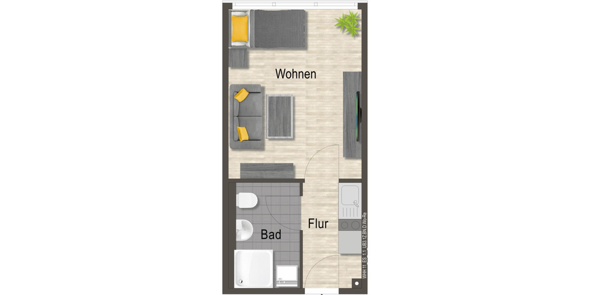Etagenwohnung Neubrandenburg - 1 Zimmer, 24 m&sup2;, 266&euro; | Angebot:26663003