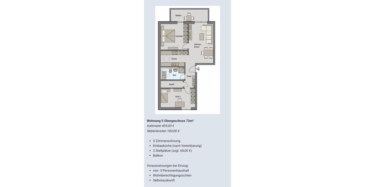 Etagenwohnung Rhaunen - 2 Zimmer, 60 m&sup2;, 336&euro; | Angebot:25804283