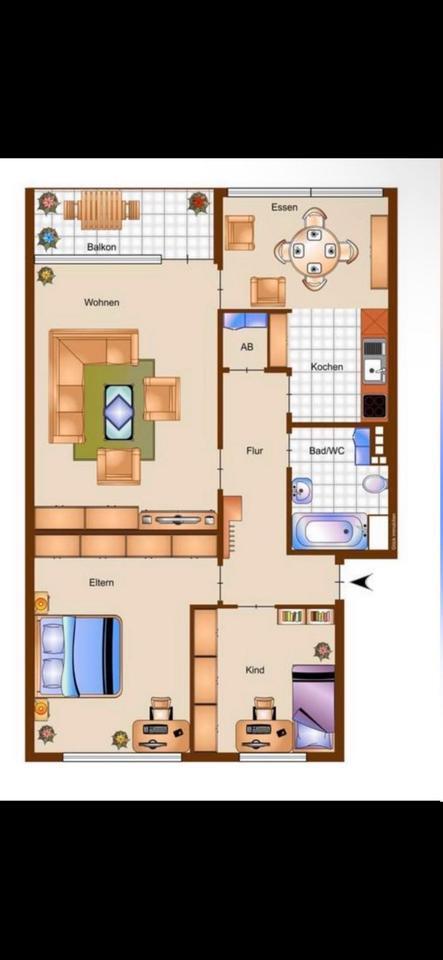 Drei Zimmer Küche Bad zu vermieten