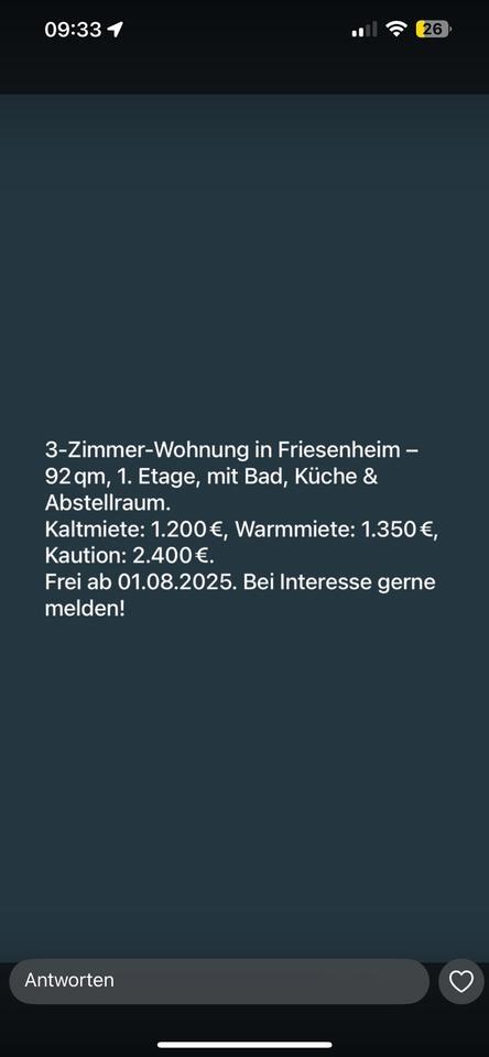 Wohnung zu vermieten