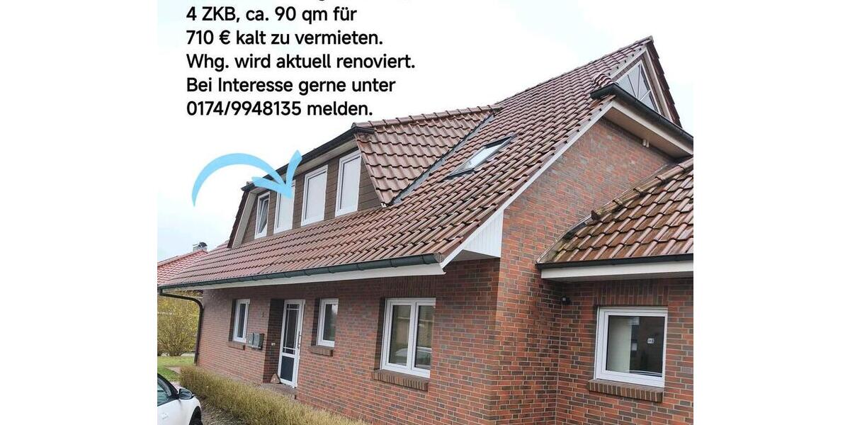 Dachgeschoßwohnung Westerstede - 4 Zimmer, 90 m&sup2;, 710&euro; | Angebot:26634949