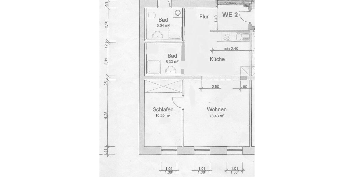Etagenwohnung Schwerin - 2 Zimmer, 53 m&sup2;, 660&euro; | Angebot:26637148