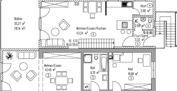 Maisonettenwohnung Massing - 3 Zimmer, 116 m&sup2;, 1.058&euro; | Angebot:25308070