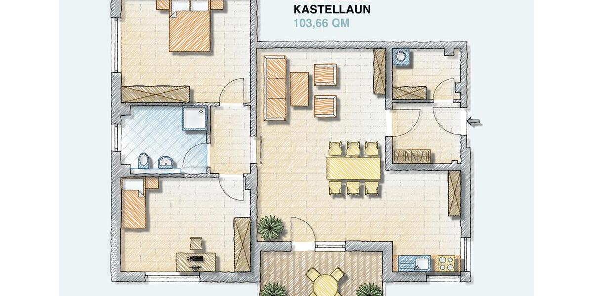 Etagenwohnung Kastellaun - 3 Zimmer, 104 m&sup2;, 1.080&euro; | Angebot:25570650