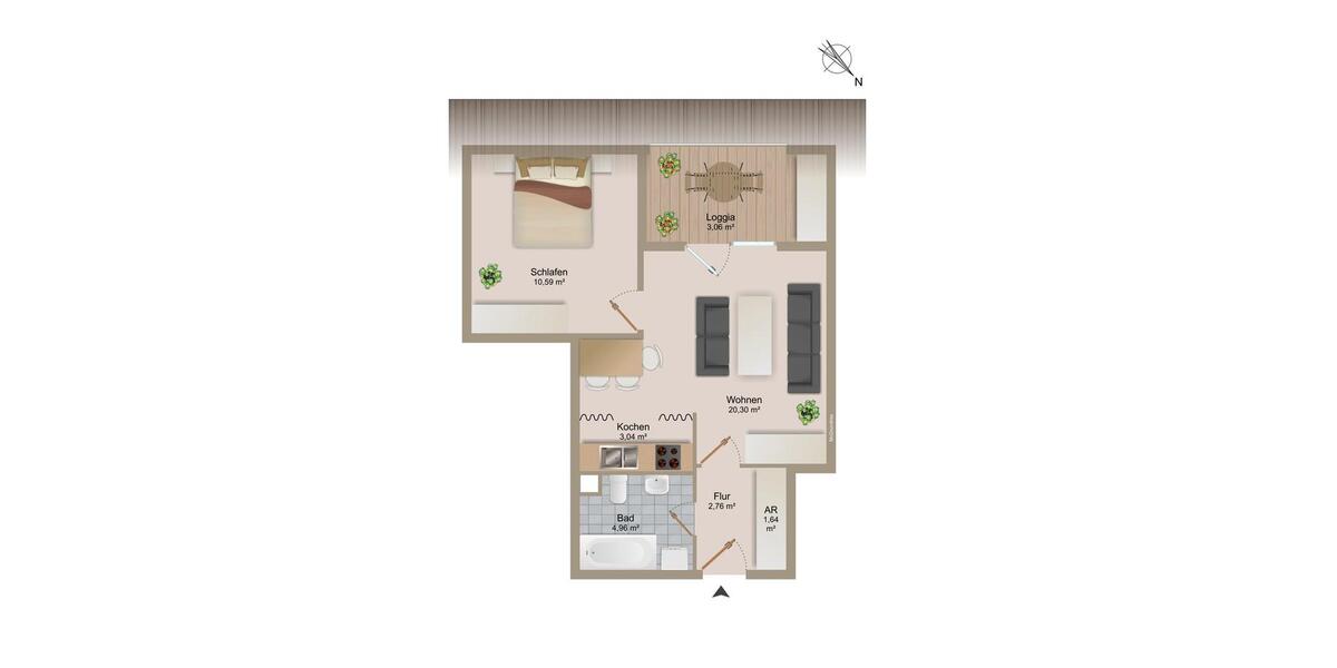 Schöne 2 Zimmer DG-Wohnung in Preußisch-Oldendorf zu vermieten (08) (ID 614) 2 zimmer