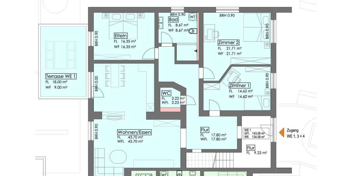 EG Mietswohnung - Neubau - E-Küche- 4 Zimmer - Ländlich,Haustiere 4 zimmer