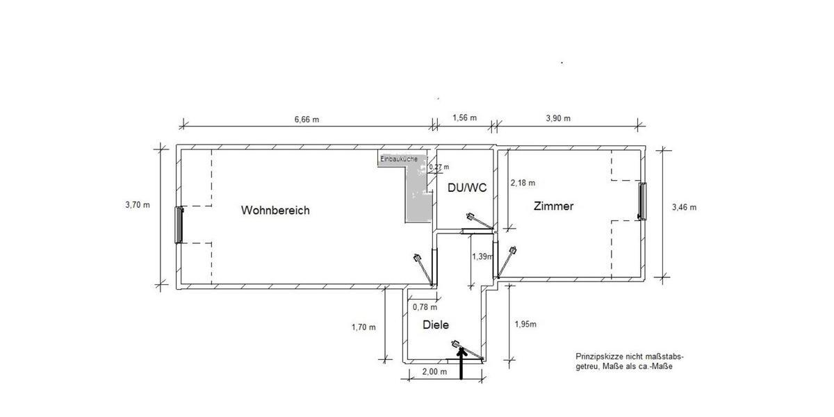 Dachgeschoßwohnung Bernburg (Saale) - 2 Zimmer, 44 m&sup2;, 295&euro; | Angebot:25784782