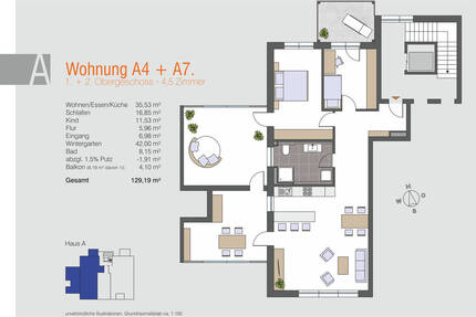 Wohnung Konstanz Wollmatingen - 5 Zimmer, 129 m&sup2;, 1.950&euro; | Angebot:25155826