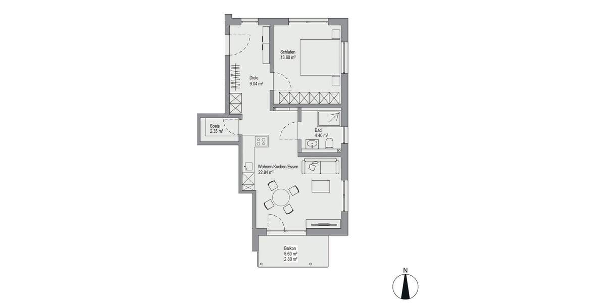 Etagenwohnung München Bogenhausen - 2 Zimmer, 55 m&sup2;, 1.265&euro; | Angebot:25156613