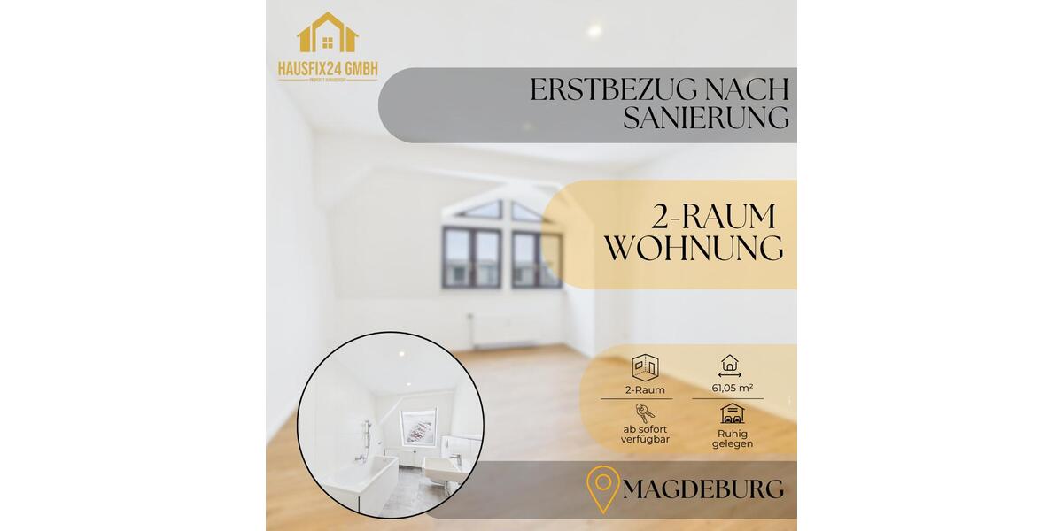 Etagenwohnung Magdeburg - 2 Zimmer, 61 m&sup2;, 580&euro; | Angebot:26299834
