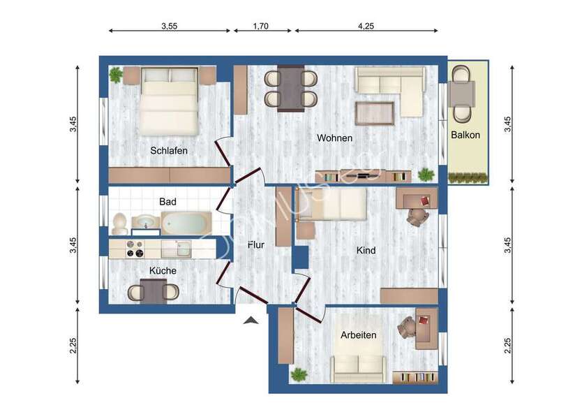 Für den gehobenen Anspruch -frisch renoviert. Gut geschnittene 4 Zimmer mit Balkon und Einbauküche!
