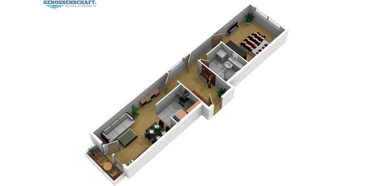 Erdgeschoßwohnung Freiberg - 2 Zimmer, 53 m&sup2;, 469&euro; | Angebot:26443789