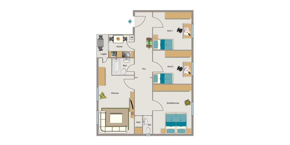 Erdgeschoßwohnung Kamp-Lintfort Lintfort - 4.5 Zimmer, 86 m&sup2;, 655&euro; | Angebot:24656195