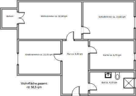 Etagenwohnung Bitterfeld-Wolfen Wolfen - 3 Zimmer, 58 m&sup2;, 380&euro; | Angebot:25706265