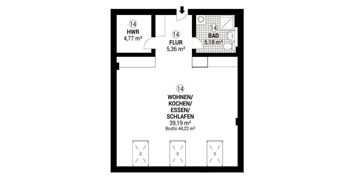 Etagenwohnung Tuttlingen - 1 Zimmer, 55 m&sup2;, 740&euro; | Angebot:27271503