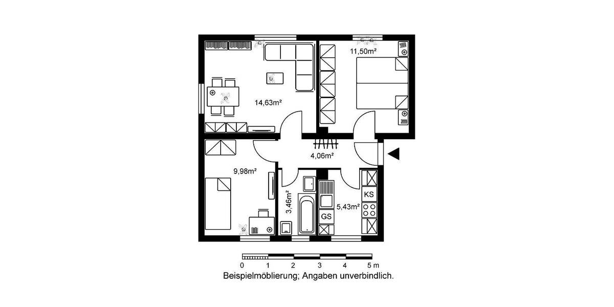 Etagenwohnung Bad Vilbel Siedlung Heilsberg - 3 Zimmer, 49 m&sup2;, 628&euro; | Angebot:26093728