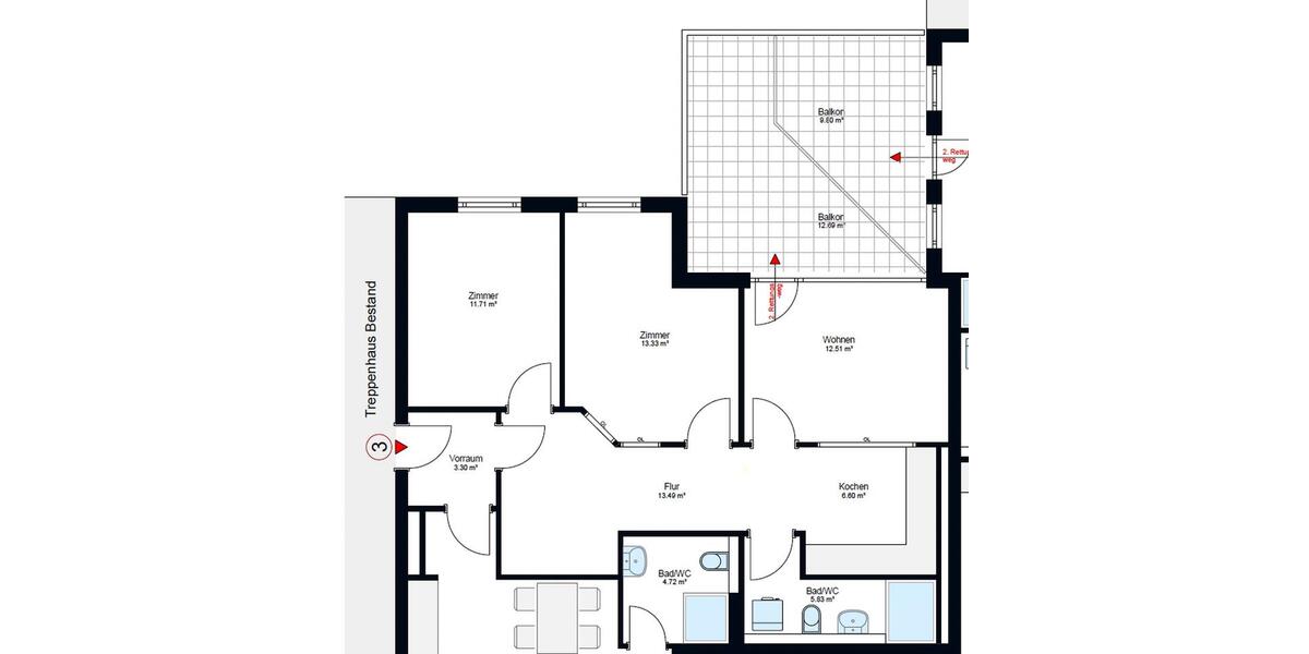 Wohnen auf Zeit Heilbronn Kernstadt - 4 Zimmer, 76 m&sup2;, 1.800&euro; | Angebot:26494441