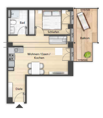 Etagenwohnung Herzogenaurach Welkenbach - 2 Zimmer, 54 m&sup2;, 730&euro; | Angebot:26093458