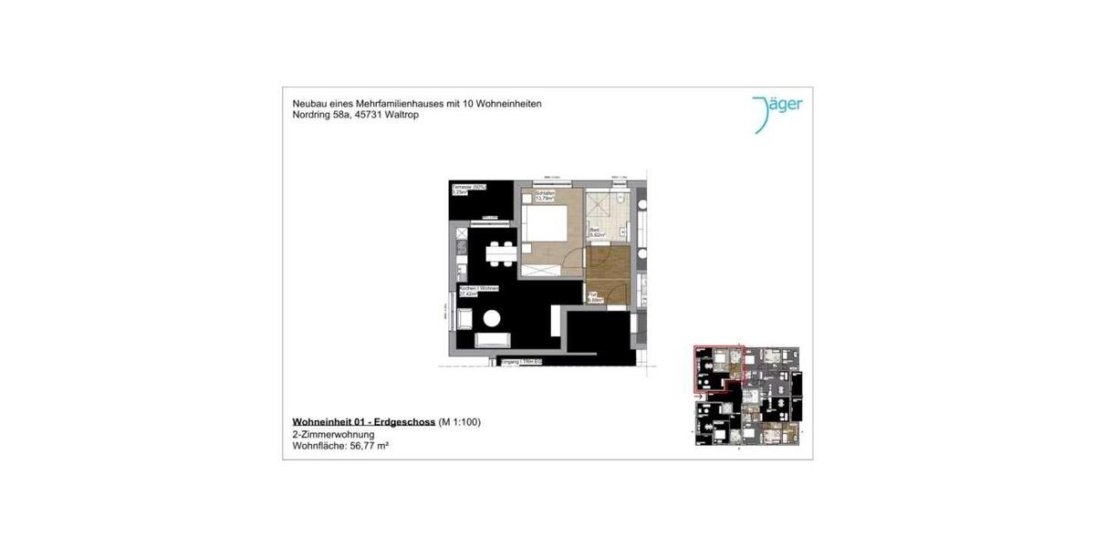 Etagenwohnung Waltrop - 2 Zimmer, 57 m&sup2;, 824&euro; | Angebot:24769514