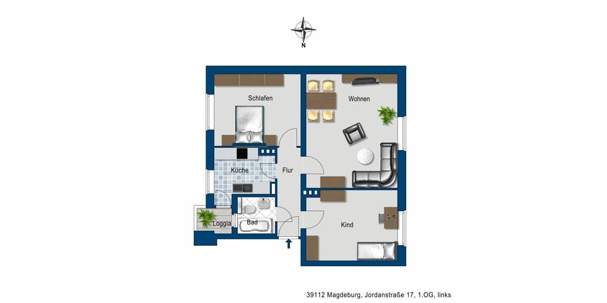 Etagenwohnung Magdeburg Leipziger Straße - 3 Zimmer, 77 m&sup2;, 475&euro; | Angebot:25127310