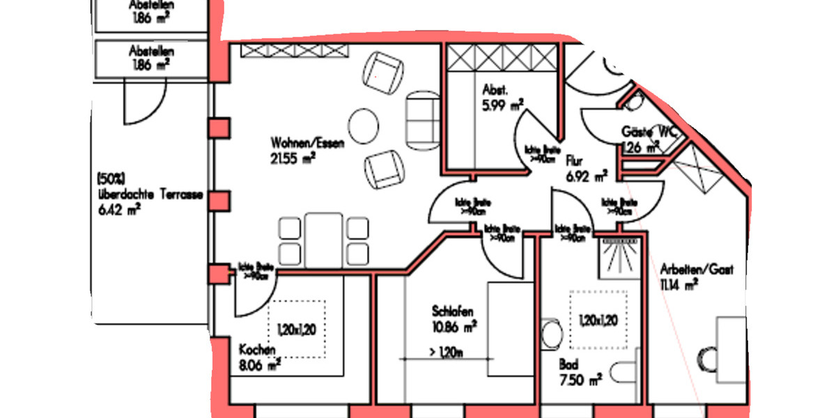Erdgeschoßwohnung Nottuln - 3 Zimmer, 82 m&sup2;, 1.500&euro; | Angebot:25307160