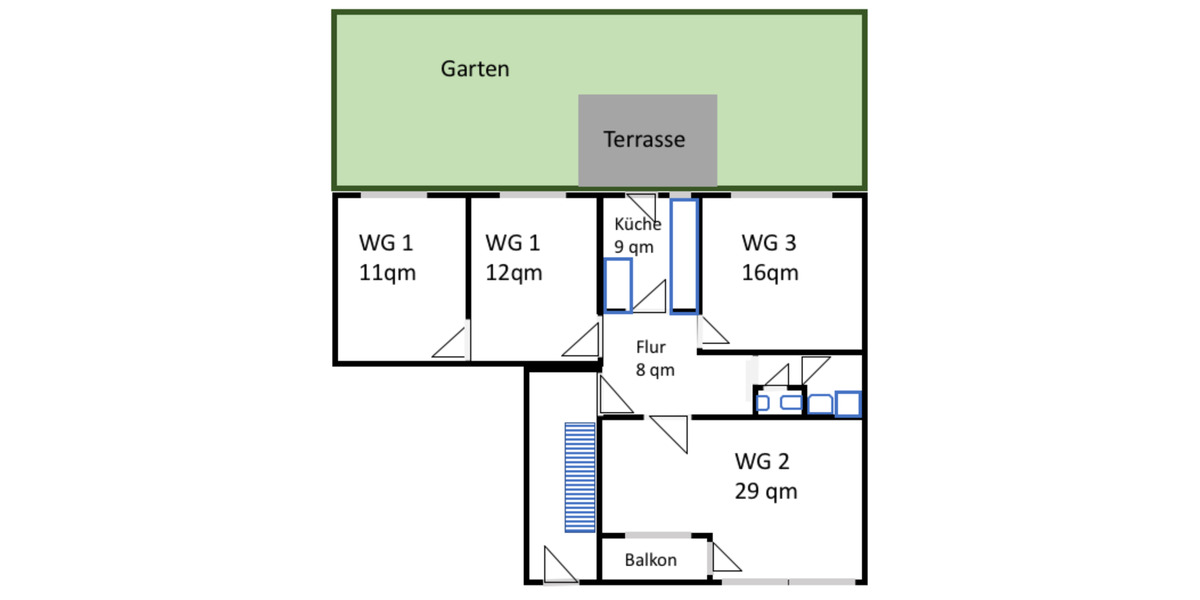 WG-Zimmer in Hamburg Neugraben mit Garten in zentrale Lage 1 zimmer