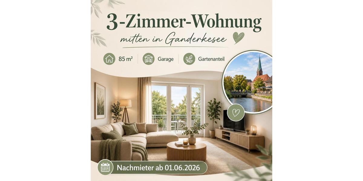 Erdgeschoßwohnung Ganderkesee - 3 Zimmer, 85 m&sup2;, 850&euro; | Angebot:26455270