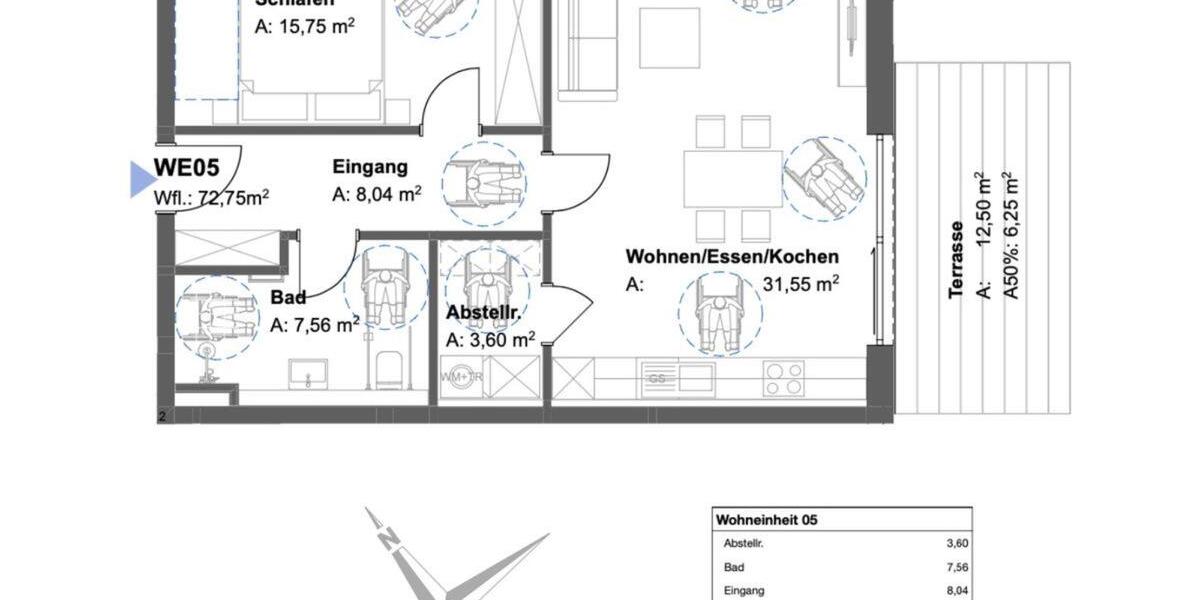 Erdgeschoßwohnung Bad Griesbach im Rottal - 2 Zimmer, 73 m&sup2;, 860&euro; | Angebot:23091416