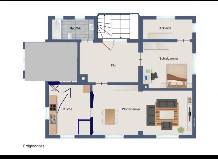 Schöne Erdgeschosswohnung mit Garten & Garage zimmer