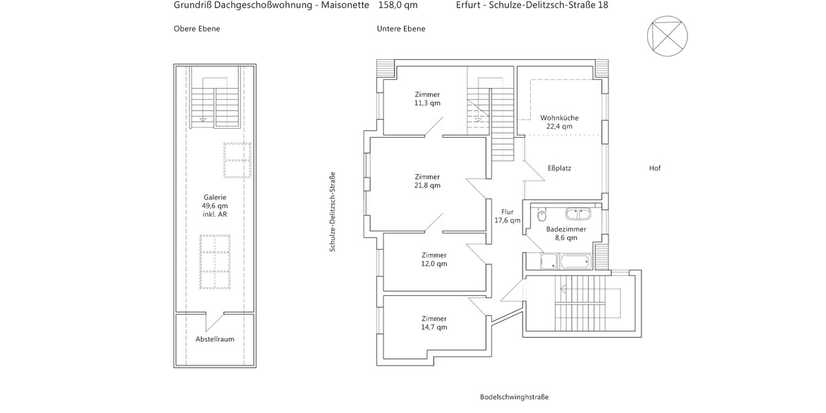 Großzügige 5-Zimmer-Maisonette-Wohnung Erfurt Löbervorstadt 5 zimmer